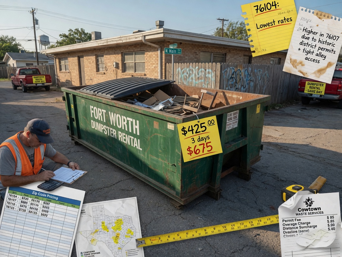Dumpster Rental Cost Factors in Fort Worth Zip Codes